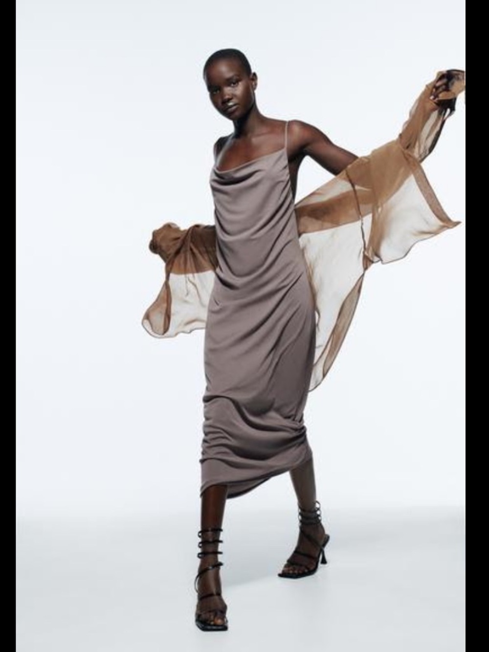 Women’s Zara Flowy Strappy Dress in Mink